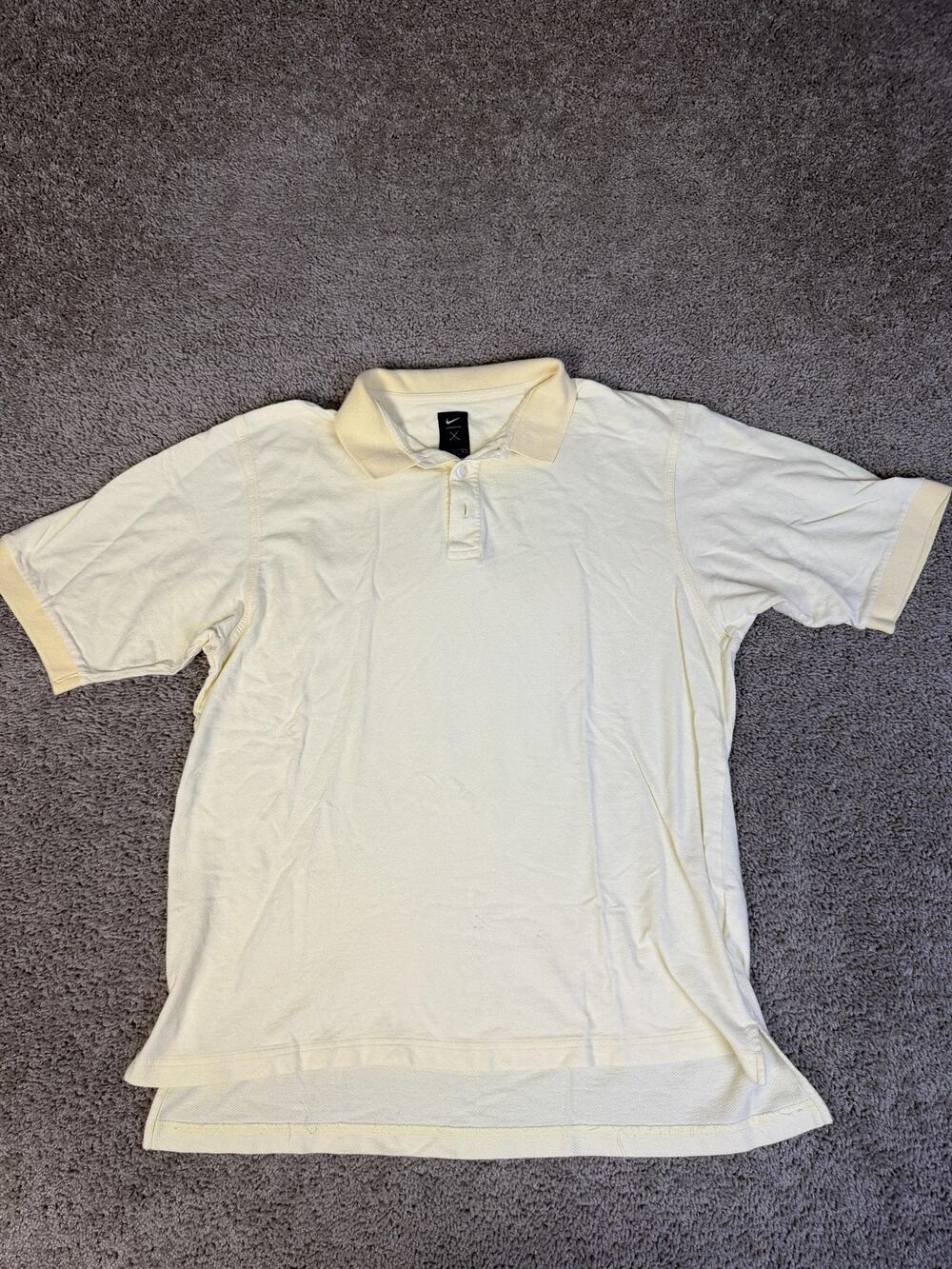 Nike Polo Shirt Mens L Yellow 100% Cotton Golf Collared Short Sleeve Casual